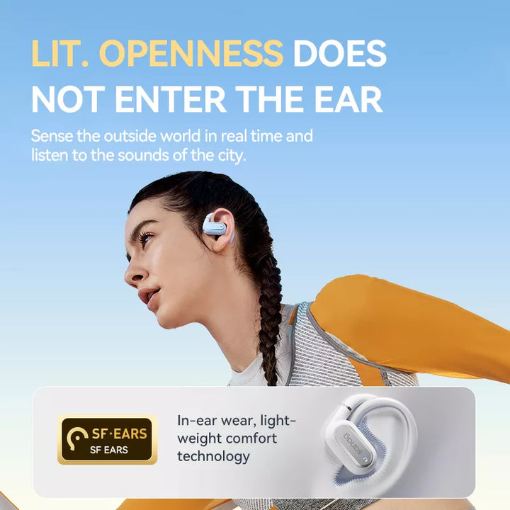 a woman is wearing Sanag G36S Ear Hook 