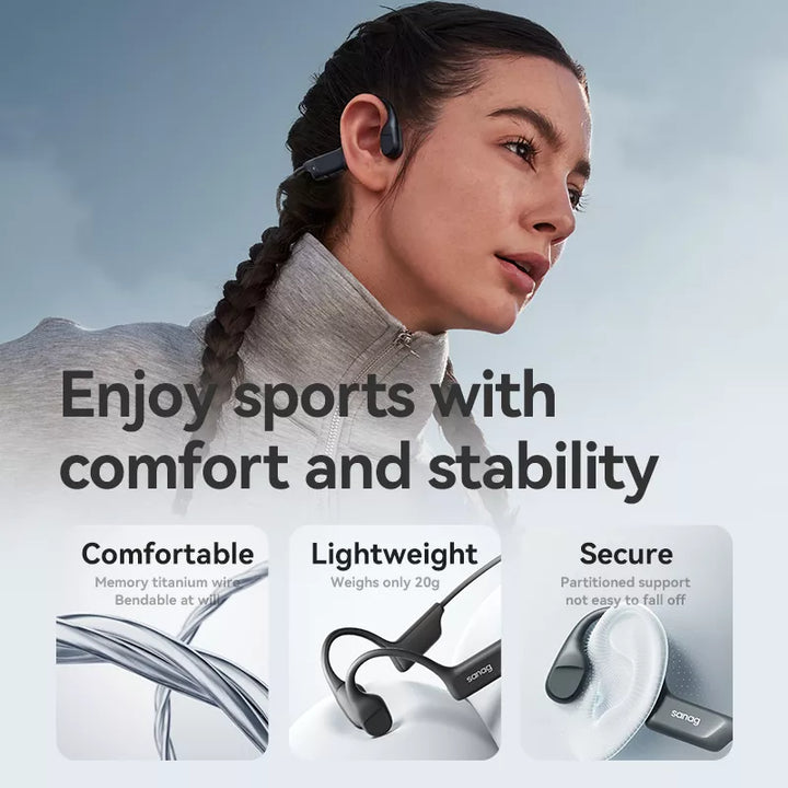 A Woman is wearing Sanag B22S Pro Open Ear 